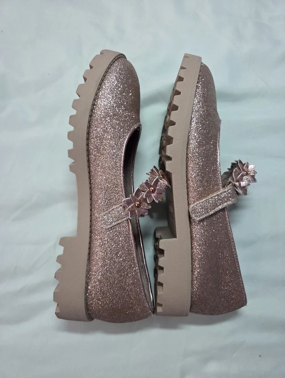 Self Steem Girls Sparkle Style Mary Jane Shoes in Rose Gold Size 4